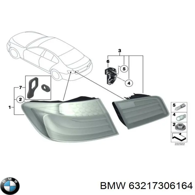 63217306164 BMW piloto posterior interior derecho