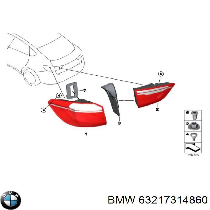 63217314860 BMW piloto posterior exterior derecho