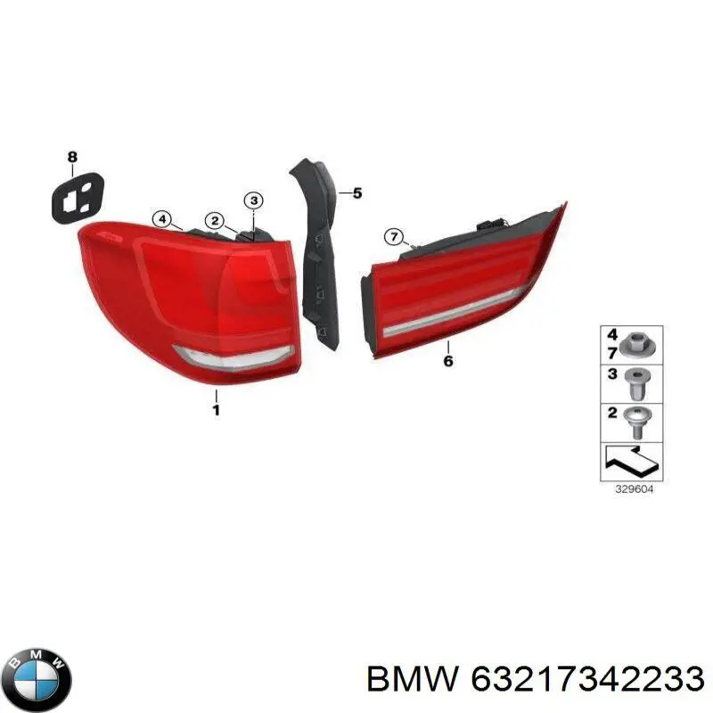 Moldura para luz trasera izquierda BMW 63217342233 precio, desde 21,99 EUR