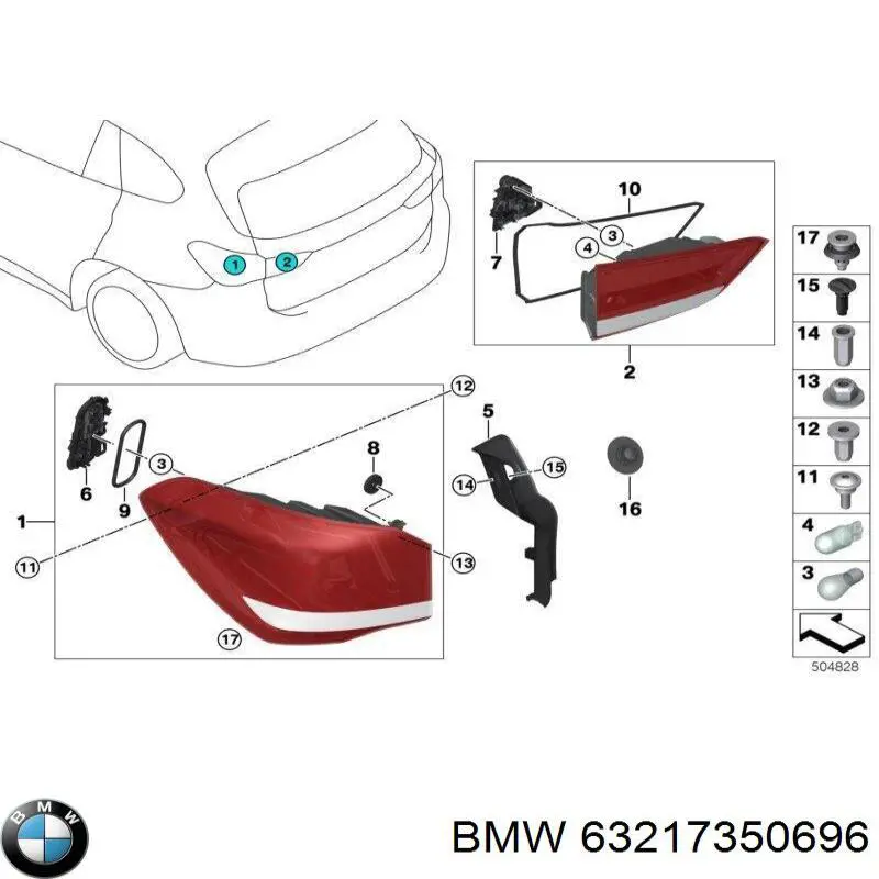Piloto trasero interior derecho BMW 63217350696 precio, desde 143,43 EUR