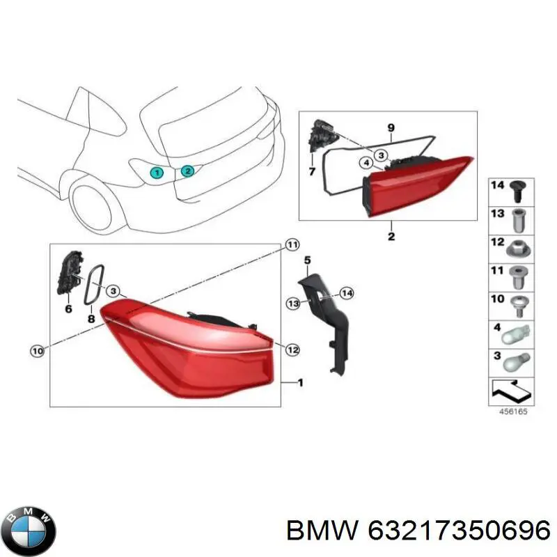 63217350696 BMW piloto posterior interior derecho