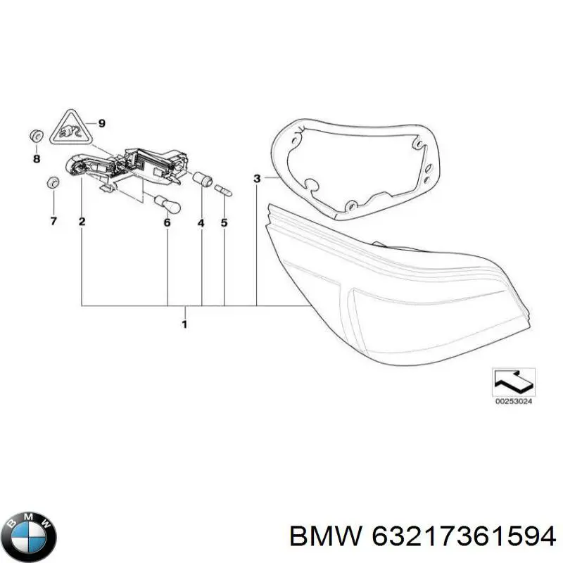 63217361594 BMW piloto posterior exterior derecho