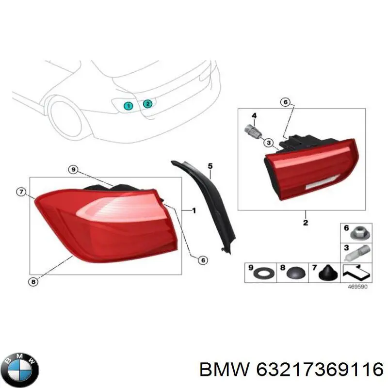 63217369116 BMW piloto posterior exterior derecho