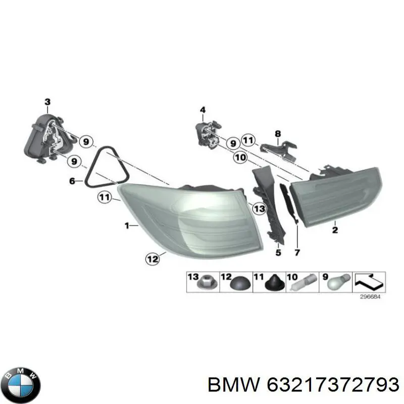 Comprar 63217372793 BMW Piloto trasero interior izquierdo