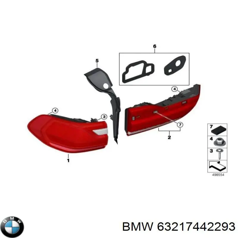 H8744229304 BMW piloto posterior interior izquierdo