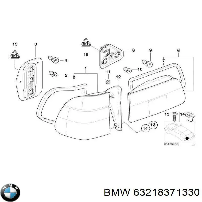 Piloto posterior interior derecho para BMW 5 (E39)
