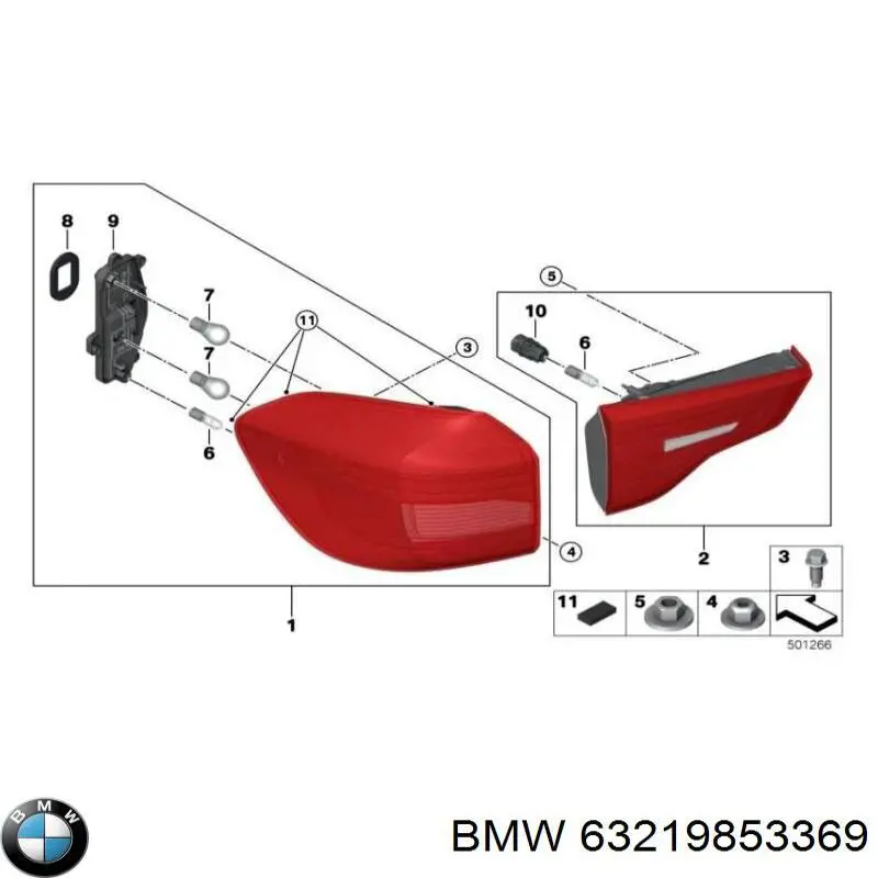 Piloto trasero exterior izquierdo BMW 63219853369 precio, desde 300,90 EUR
