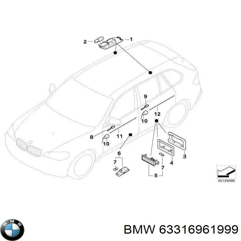 Lámpara de cortesía de puerta 63316961999 BMW