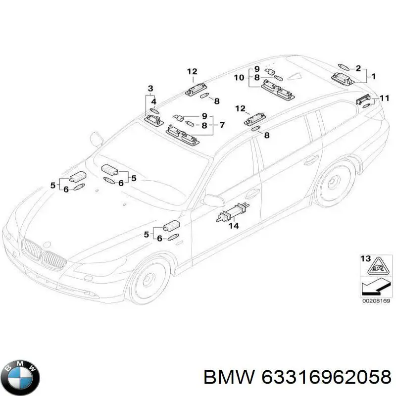 63316962058 BMW luz interior (cabina)