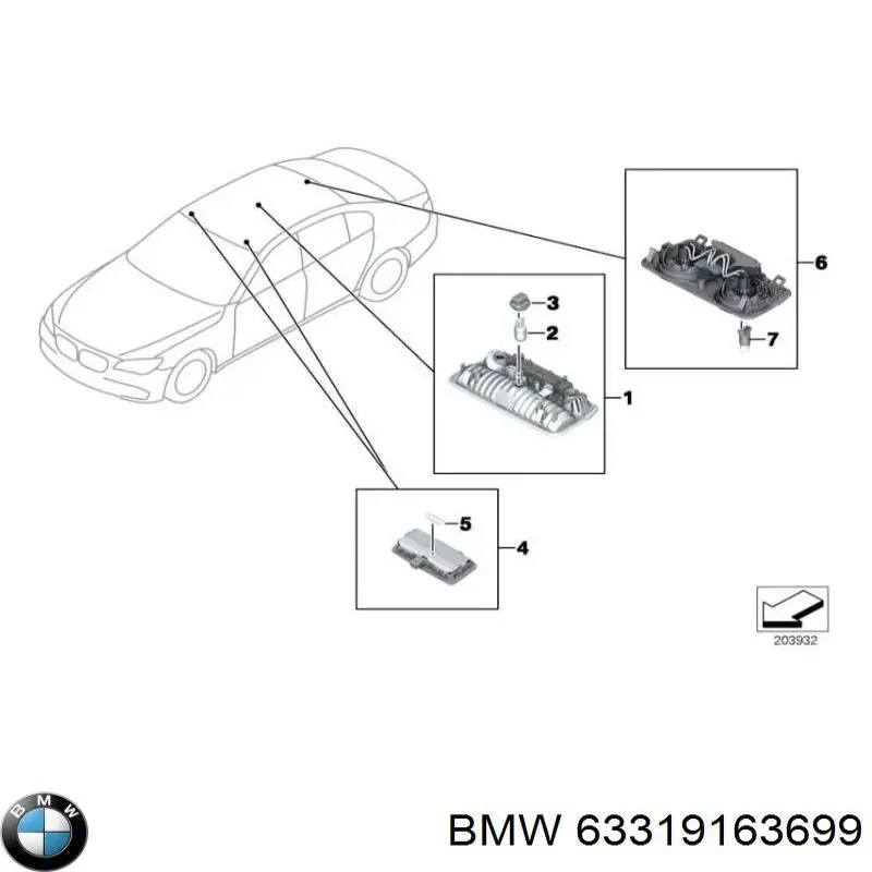 63319163699 BMW luz interior (cabina)