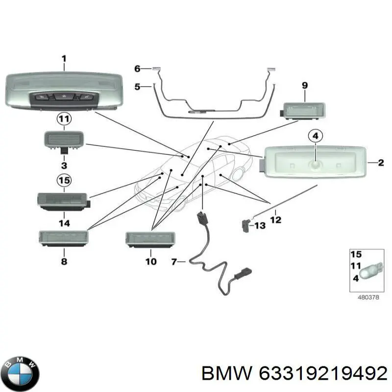 Luz del espacio para los pies, delante para BMW 3 (F30, F80)