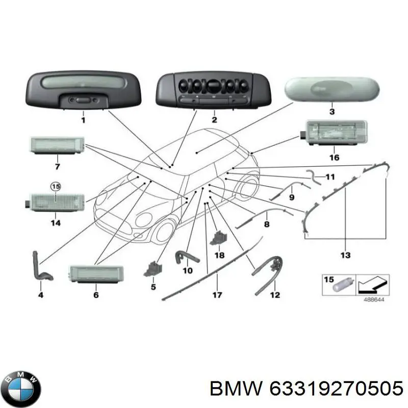 Lámpara de cortesía de puerta BMW 63319270505 precio, desde 18,40 EUR