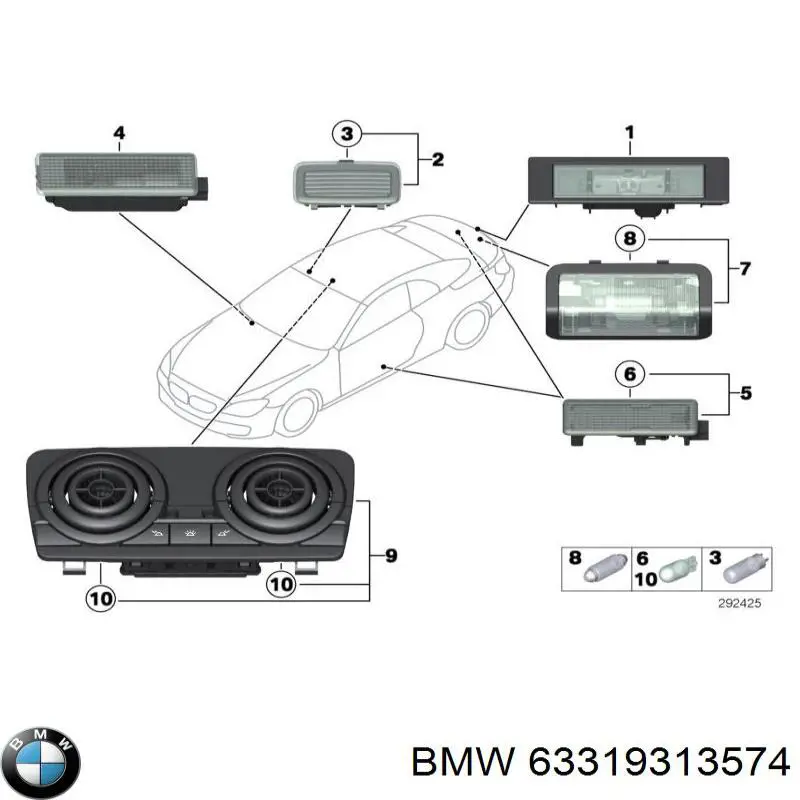 Comprar 63319313574 BMW Lámpara de cortesía de puerta