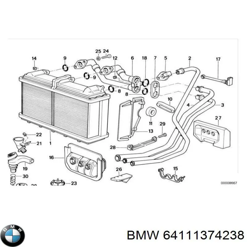 64111374238 BMW anillo obturador, tubo de radiador de calefacción