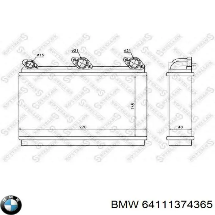 64111374365 BMW radiador de calefacción