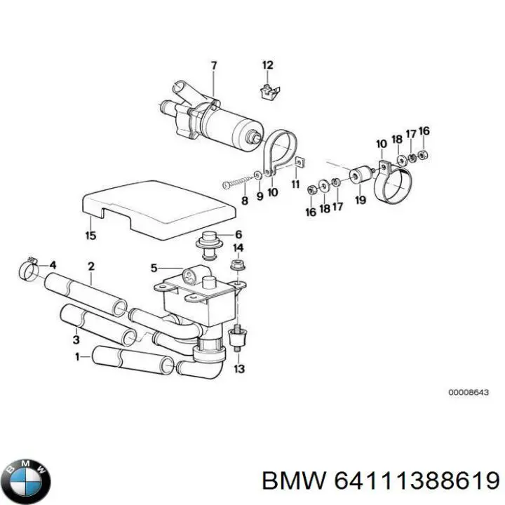 64111374304 BMW grifo de estufa (calentador)