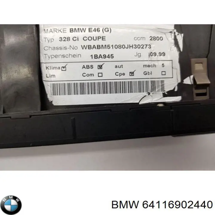 Módulo de modos de calefacción/aire acondicionado BMW 64116902440 precio, desde 30,49 EUR