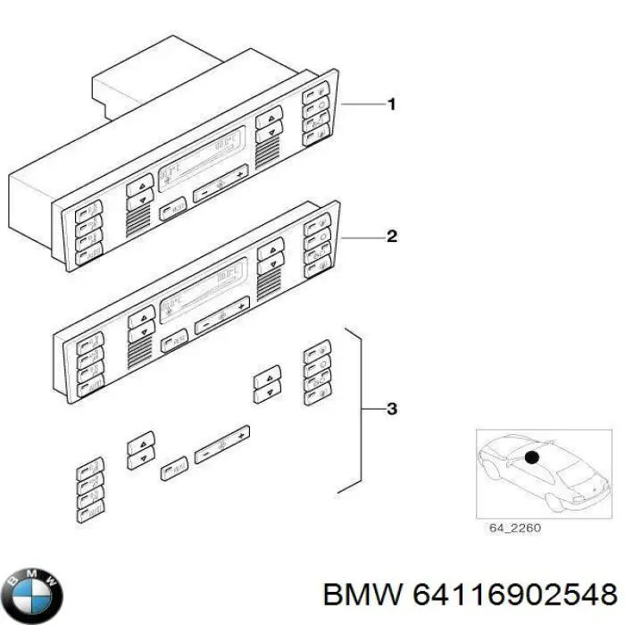 64116902548 BMW unidad de control, calefacción/ventilacion