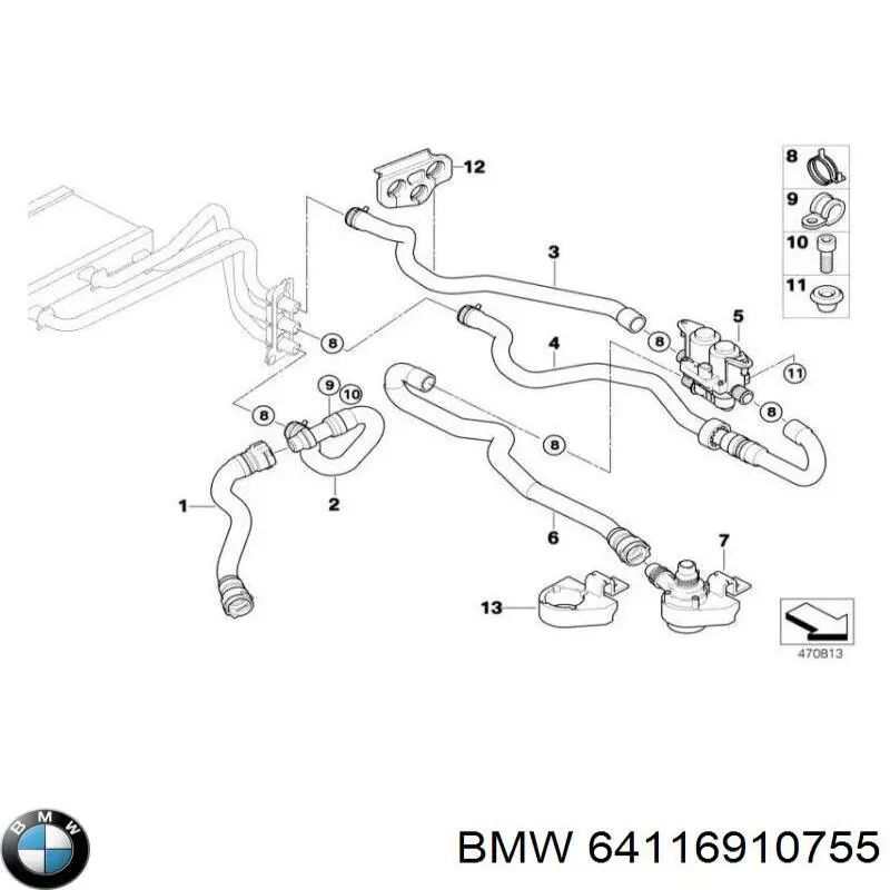 Bomba de agua eléctrica auxiliar 64116910755 BMW