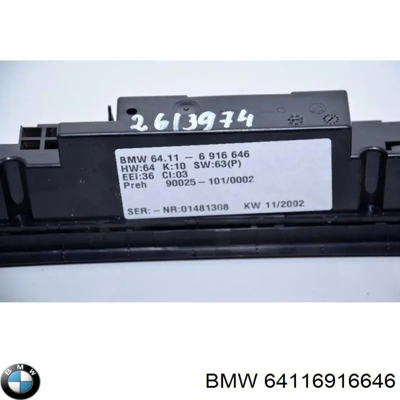Módulo de modos de calefacción/aire acondicionado BMW 64116916646 precio, desde 310,73 EUR