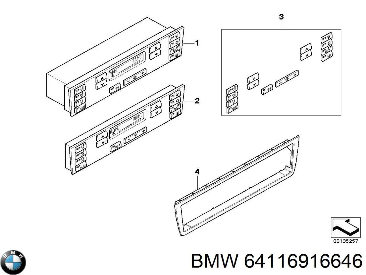 Unidad de control, calefacción/ventilacion BMW 64116916646