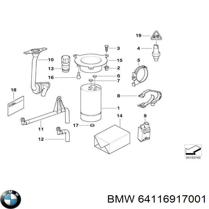 Sensor de contaminación del aire 64116917001 BMW