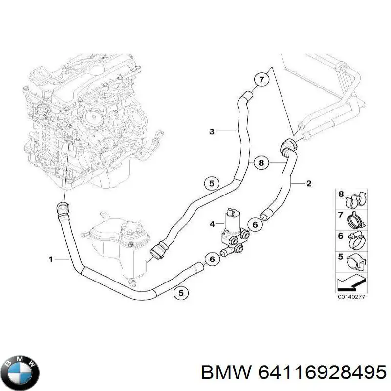 64116928495 BMW grifo de estufa (calentador)