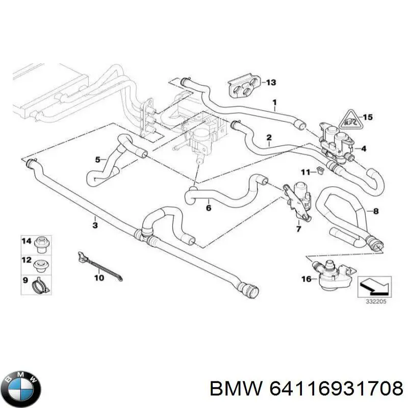 Grifo de estufa (calentador) BMW 64116931708