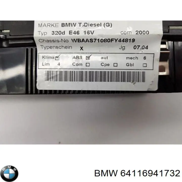 Unidad de control, calefacción/ventilacion BMW 64116941732