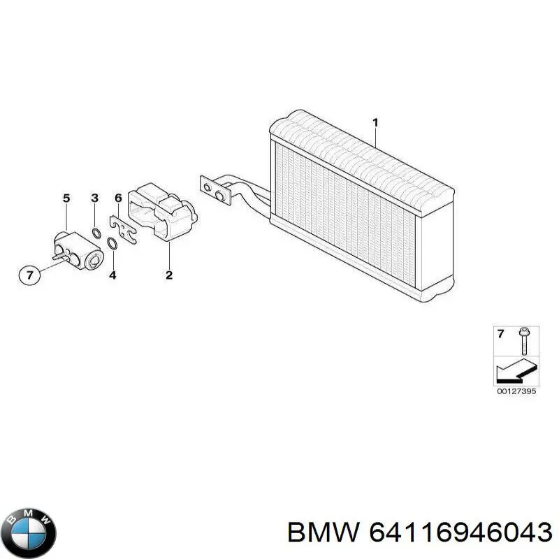 Evaporador de aire acondicionado 64116946043 BMW