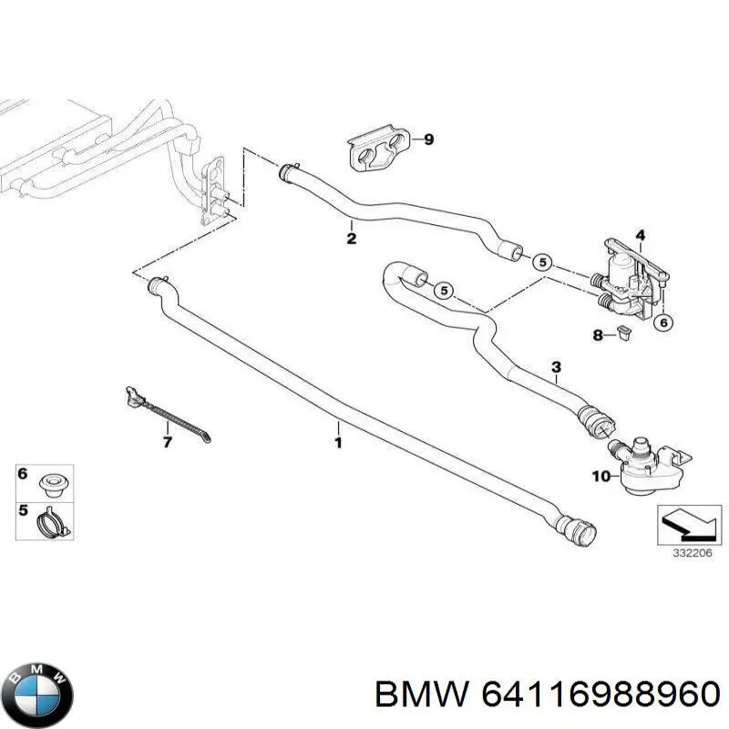Bomba de agua eléctrica auxiliar 64116988960 BMW
