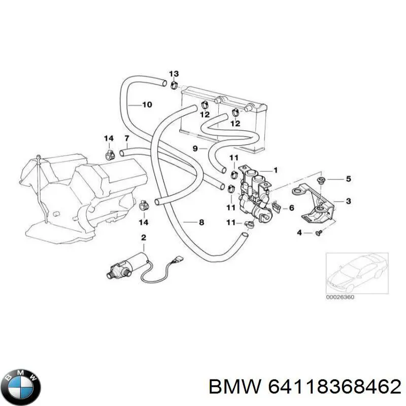 Válvula calefacción 64118368462 BMW