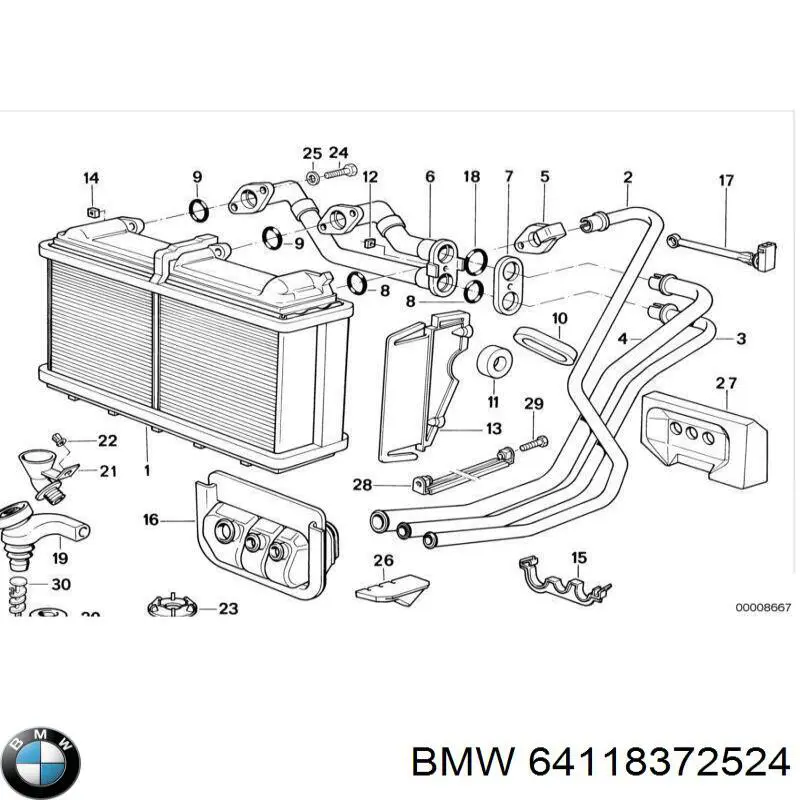 64118372524 BMW manguera del radiador del calentador (estufa, Doble)