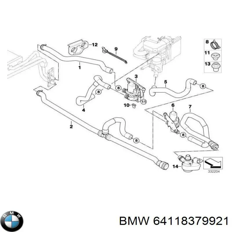 Válvula calefacción 64118379921 BMW
