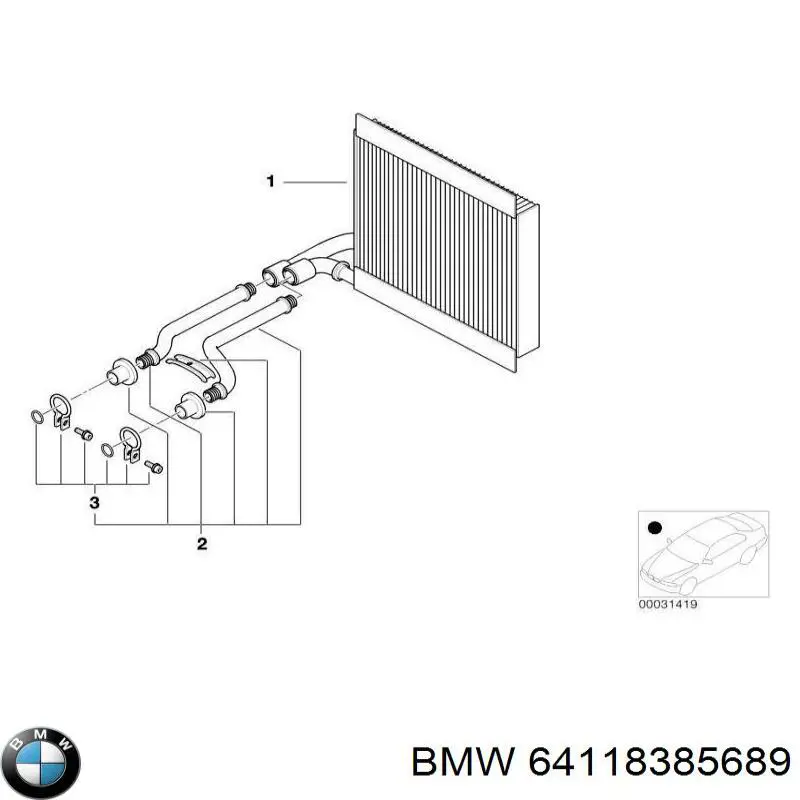 64118385689 BMW radiador de calefacción