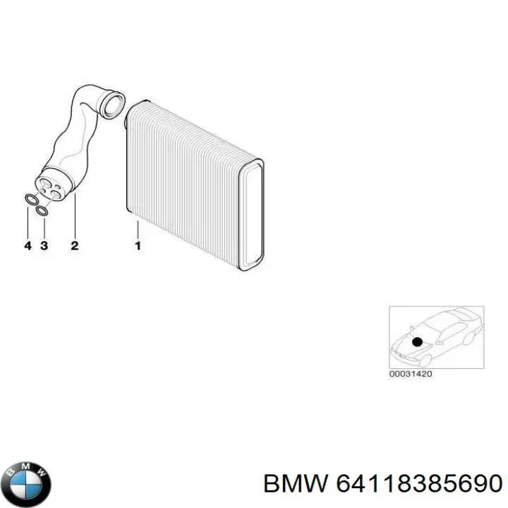 64118385690 BMW evaporador, aire acondicionado