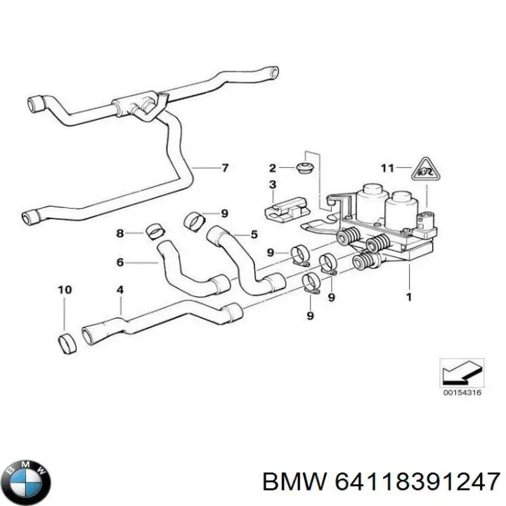 64118391247 BMW grifo de estufa (calentador)