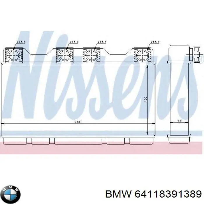 64118391389 BMW radiador de calefacción