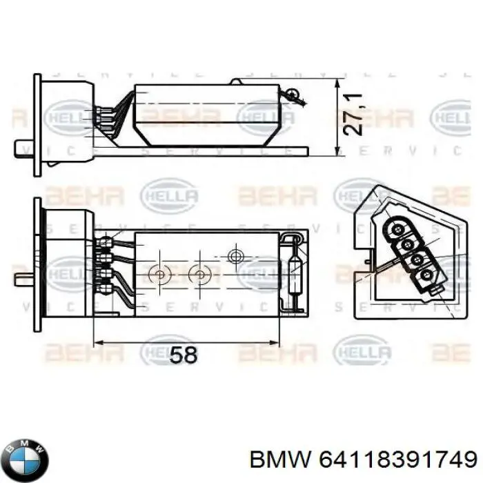 Resistencia de Ventilador BMW 64118391749 precio, desde 15,28 EUR