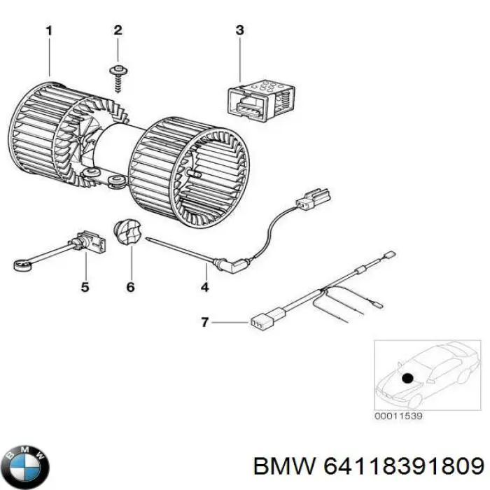 64118391809 BMW motor eléctrico, ventilador habitáculo