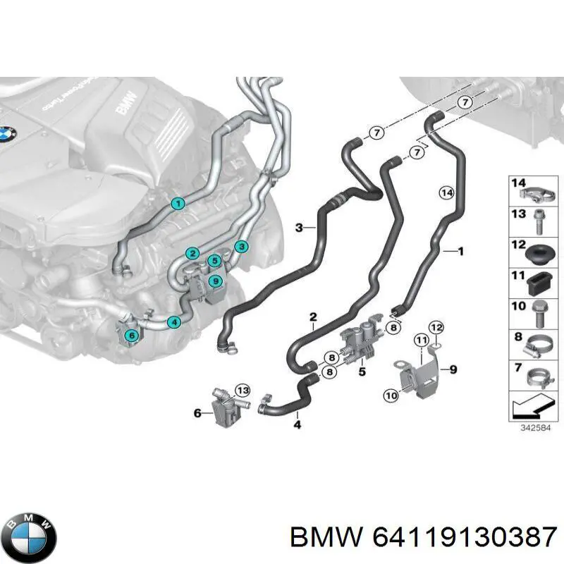 Bomba de agua, adicional eléctrico para BMW X6 (E72)