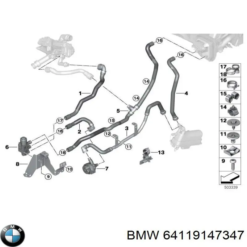 64129153079 BMW grifo de estufa (calentador)