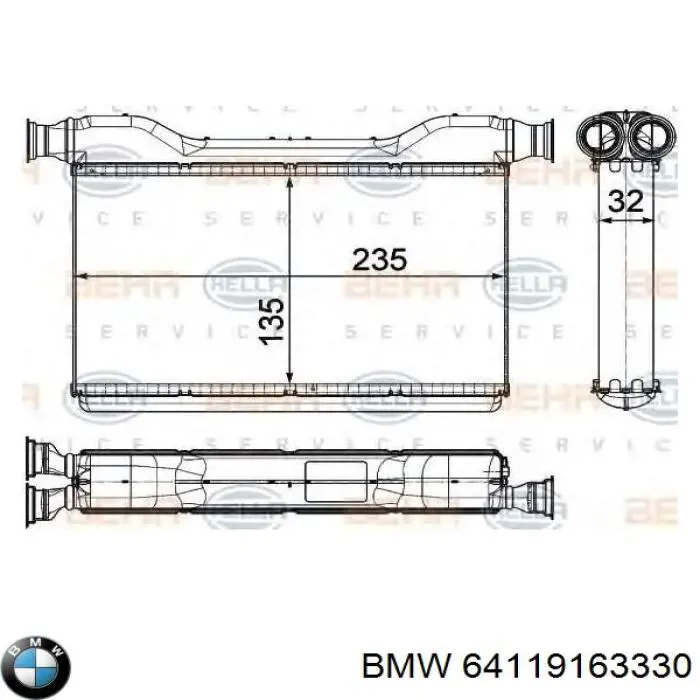 64119163330 BMW Radiador interior