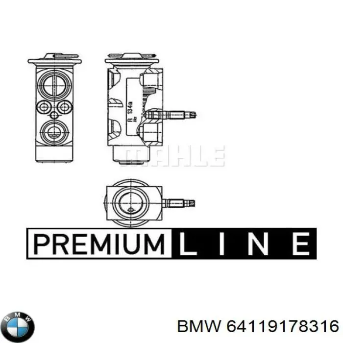 Válvula TRV del aire acondicionado 64119178316 BMW
