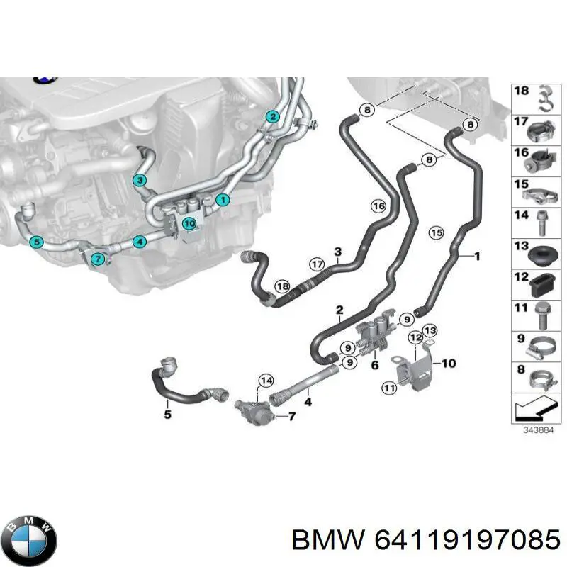 64119197085 BMW bomba de agua, adicional eléctrico