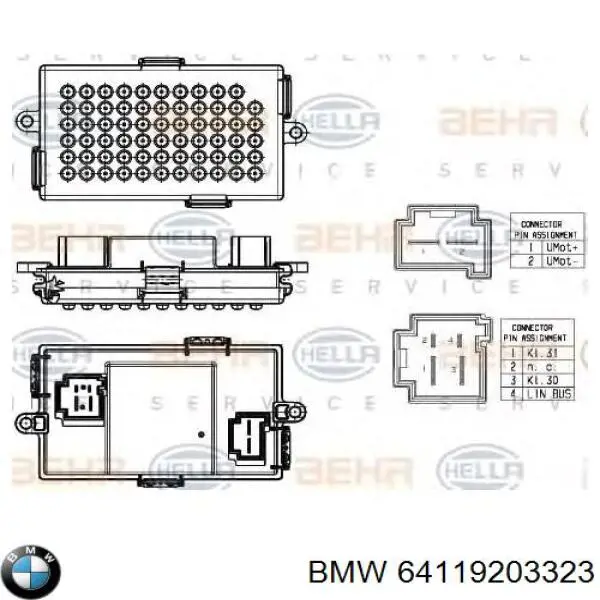 64119203323 BMW resitencia, ventilador habitáculo