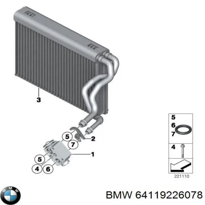 64119226078 BMW válvula de expansión, aire acondicionado