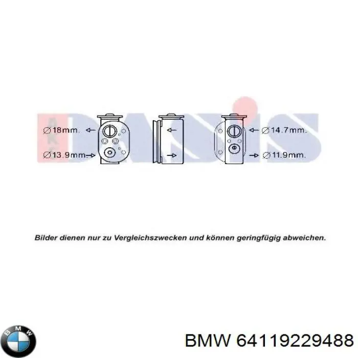 Comprar 64119229488 BMW Válvula TRV del aire acondicionado