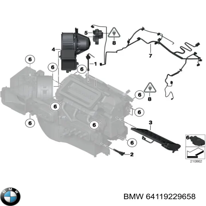 Ventilador habitáculo 64119229658 BMW