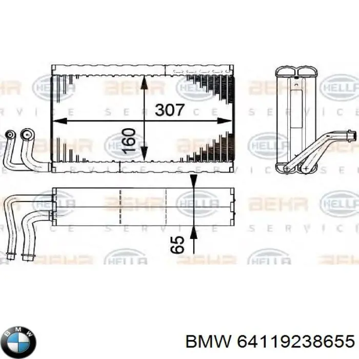 64119238655 BMW Evaporador, aire acondicionado